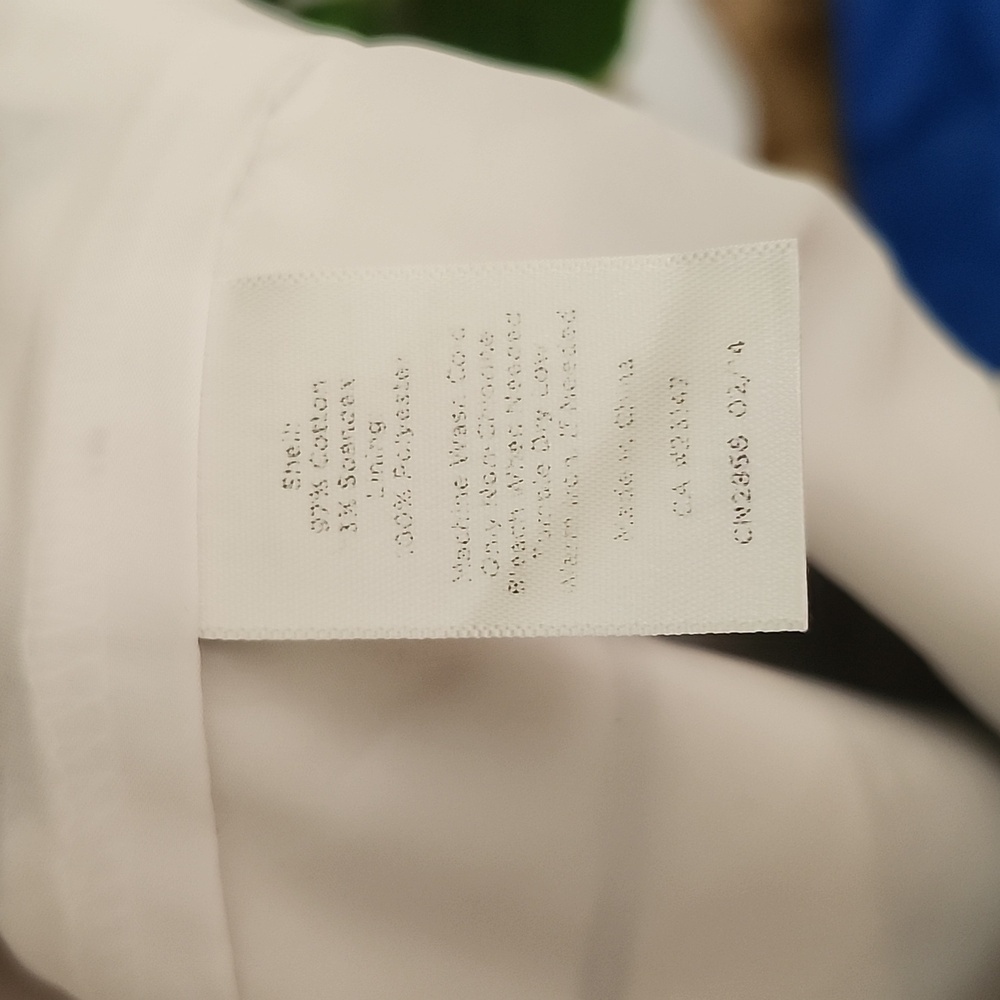 Talbots linen cotton mini skirt glass cup print blue white coastal women sz 14. - Picture 8 of 8